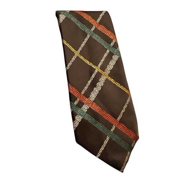 Vintage Brown Principe 70s Polyester Necktie - Picture 1 of 4